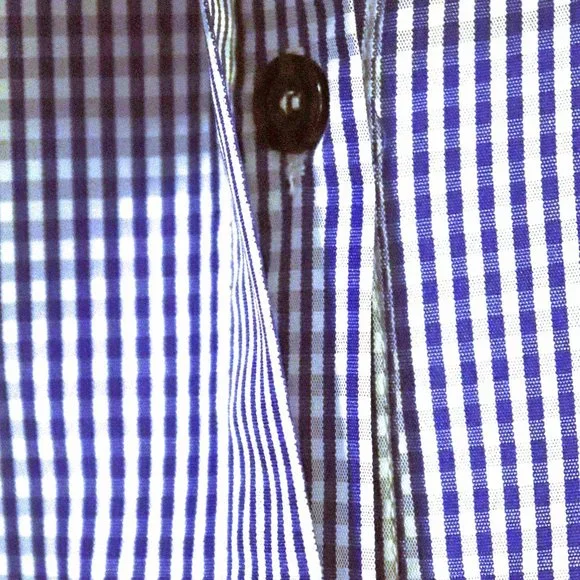 Amazing Gracila Blue & White Gingham Collared Long Sleeve Blouse Size M NWT - Picture 4 of 12